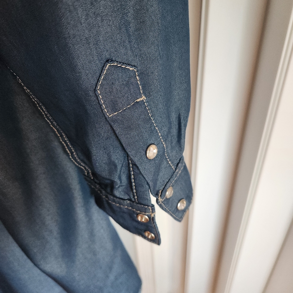 Shyanne Blue Long Sleeve Notched Collar Dress - Picture 7 of 7